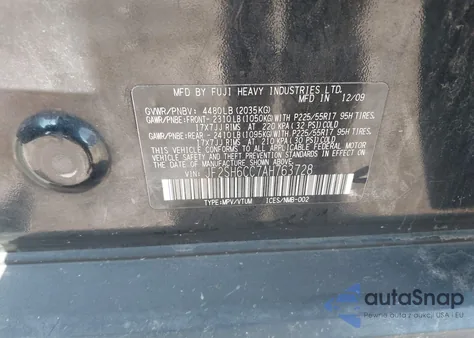 2010 Subaru Forester 2.5X Premium z USA, uszkodzony, nr VIN JF2SH6CC7AH763728